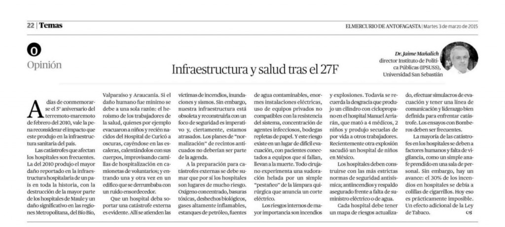 0303 Mercurio Antofagasta - Carta - Infraestructura y salud tras 27F