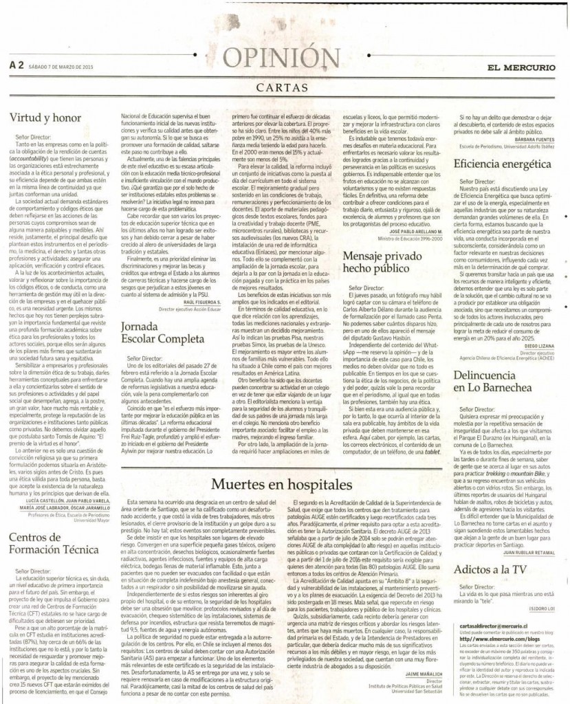 0703 El Mercurio - Carta - Muerte en Hospitales - IPSUSS