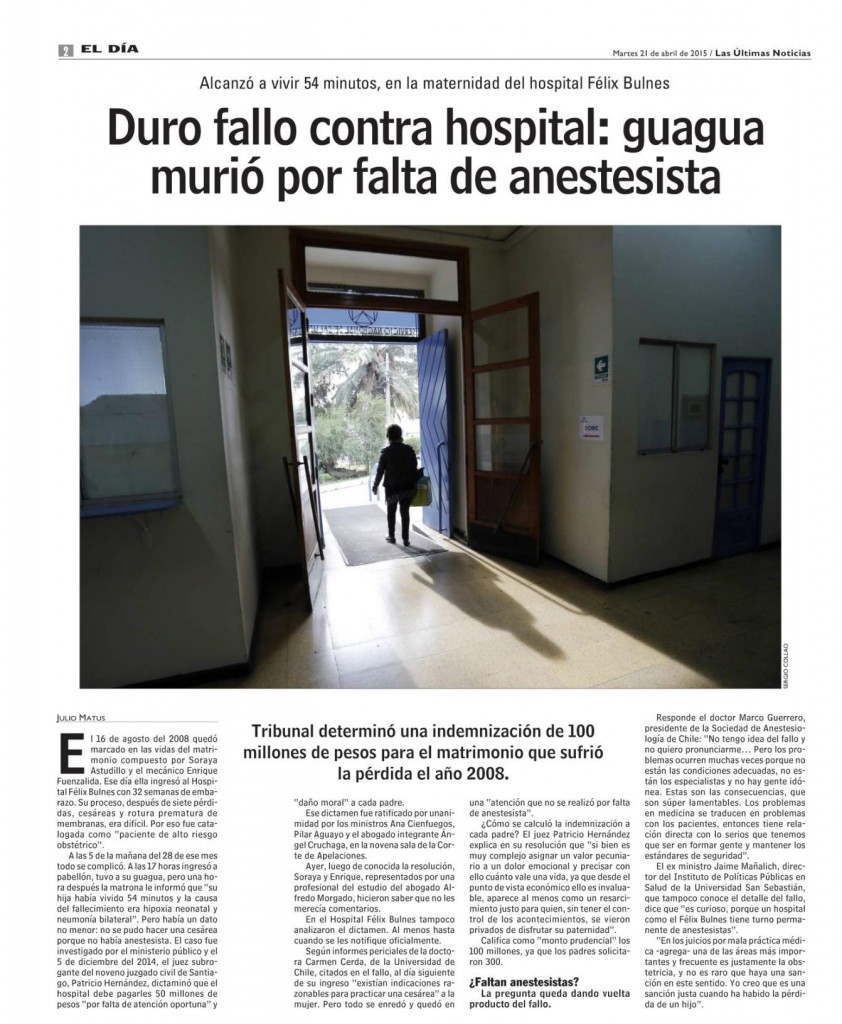 2104 LUN - Duro falla contra hospital guagua murió por falta de anestesista